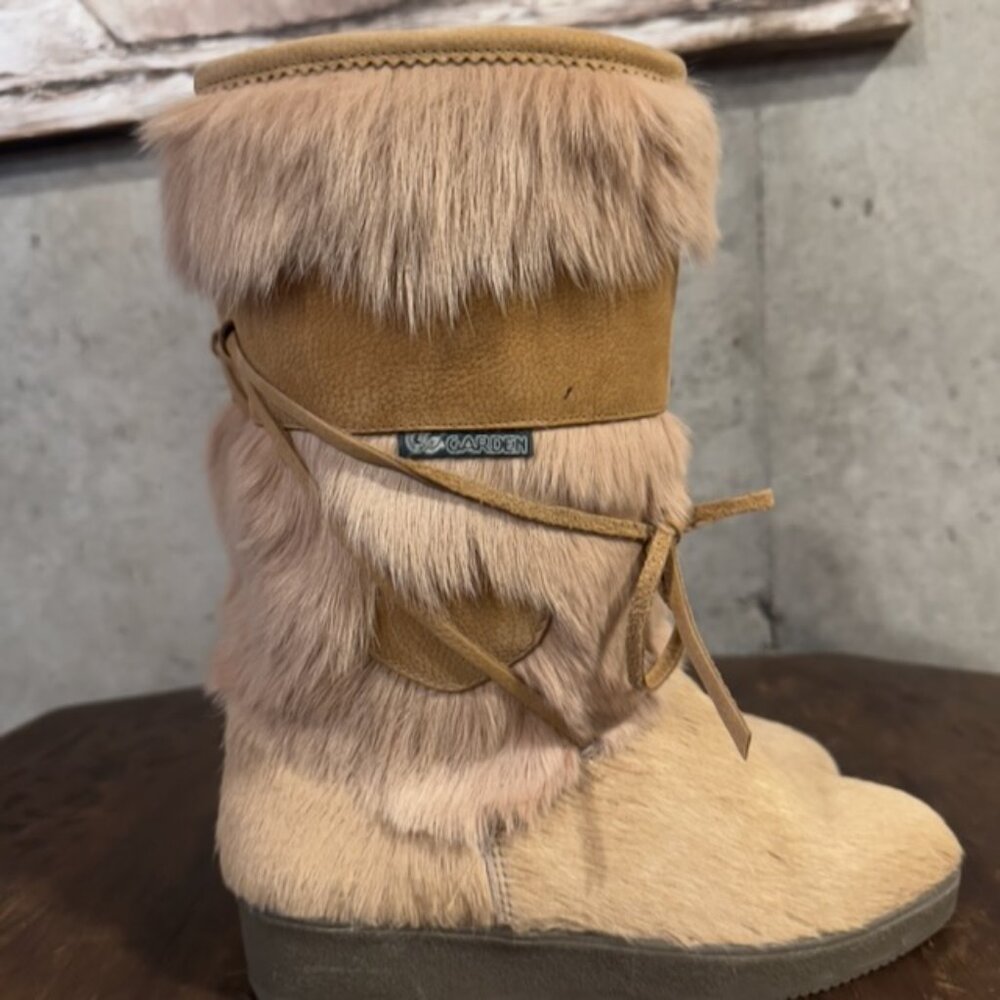 Leather and fur after ski snow boots tan size 6-7